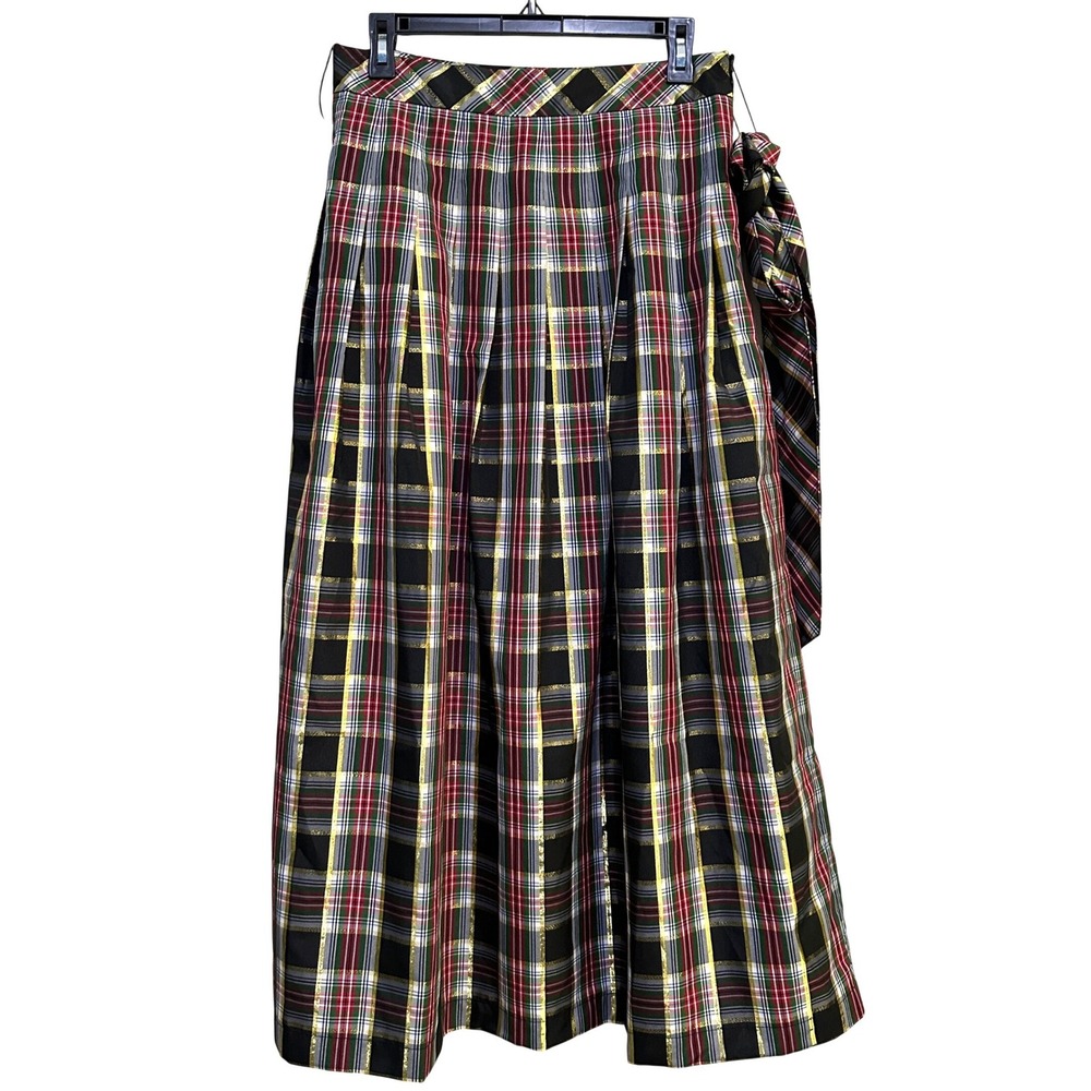 Talbots Holiday Maxi Skirt Size 6 Red Gold Plaid Preppy Christmas Long Full NWT